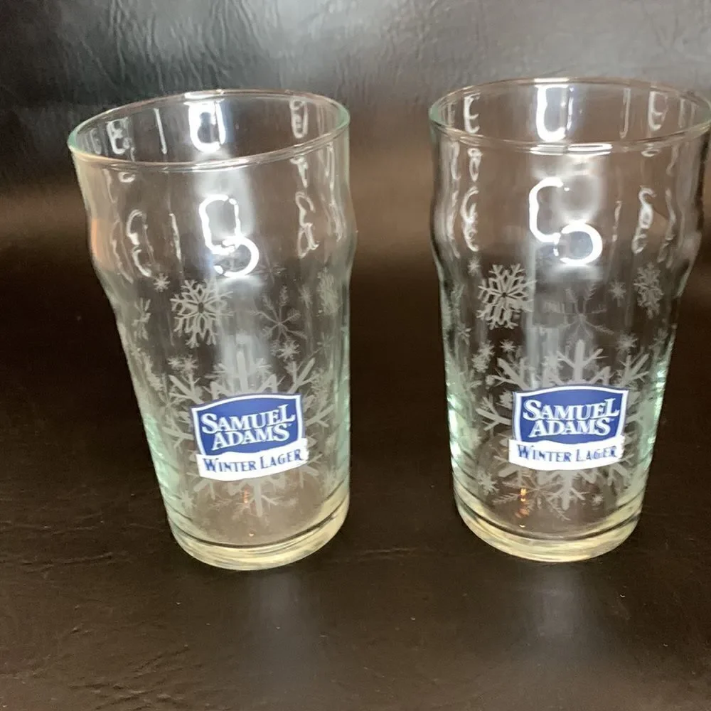 Samuel Adams Winter Lager Pilsner Blue White Etched Snowflakes 16 Oz 2 I…